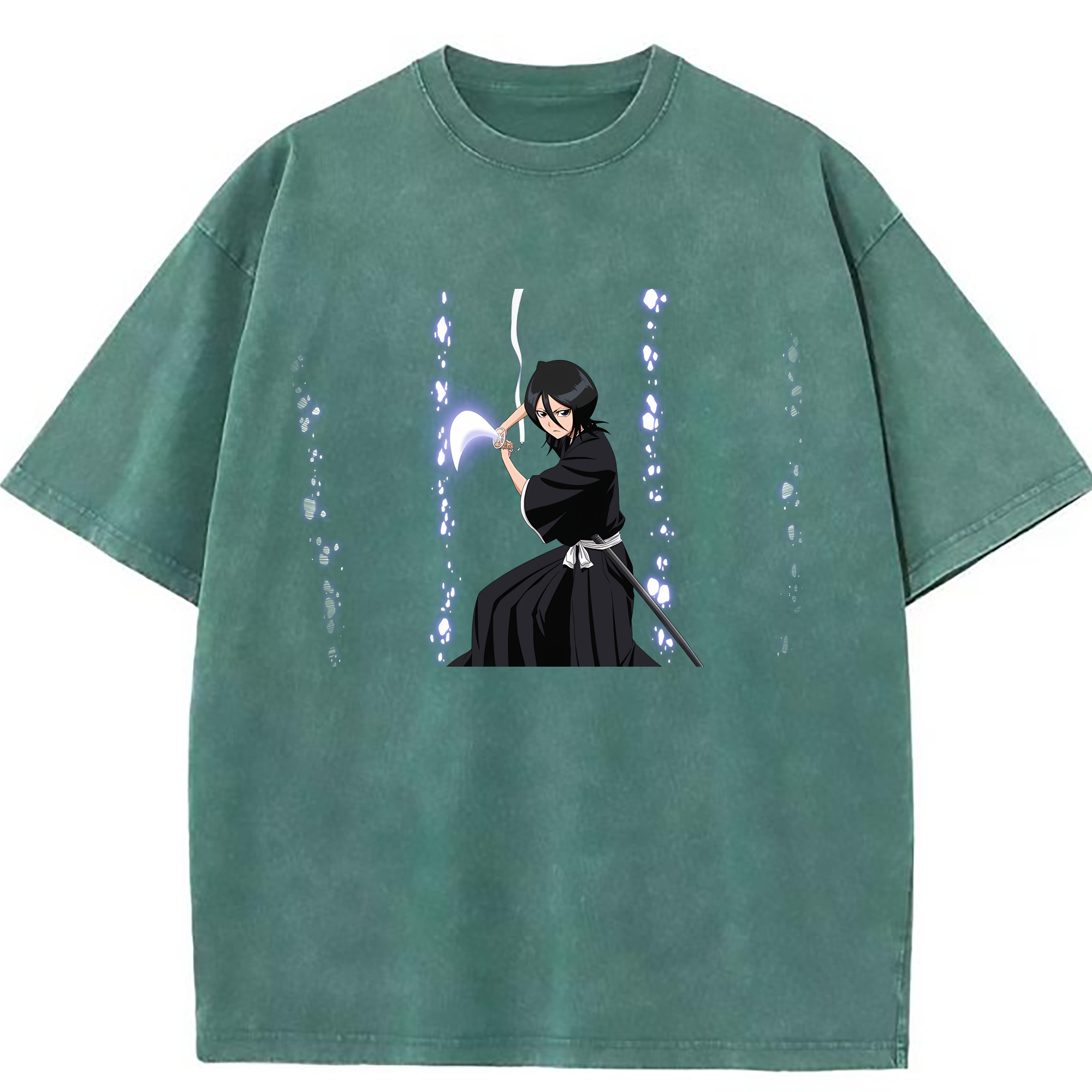（画像用） ブリーチ 朽木ルキア BLEACH Kuchiki Rukia 綿100% ヴィンテージ風 半袖Tシャツ（フロントプリント）